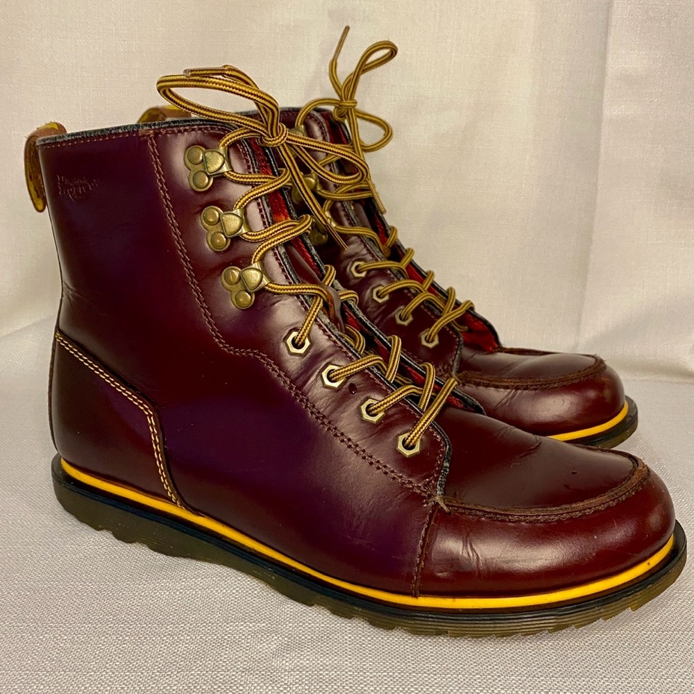 Rare Dr. Martens Weston "Wasp" Boots - Men’s 10 - Cherry Red Flannel Lined